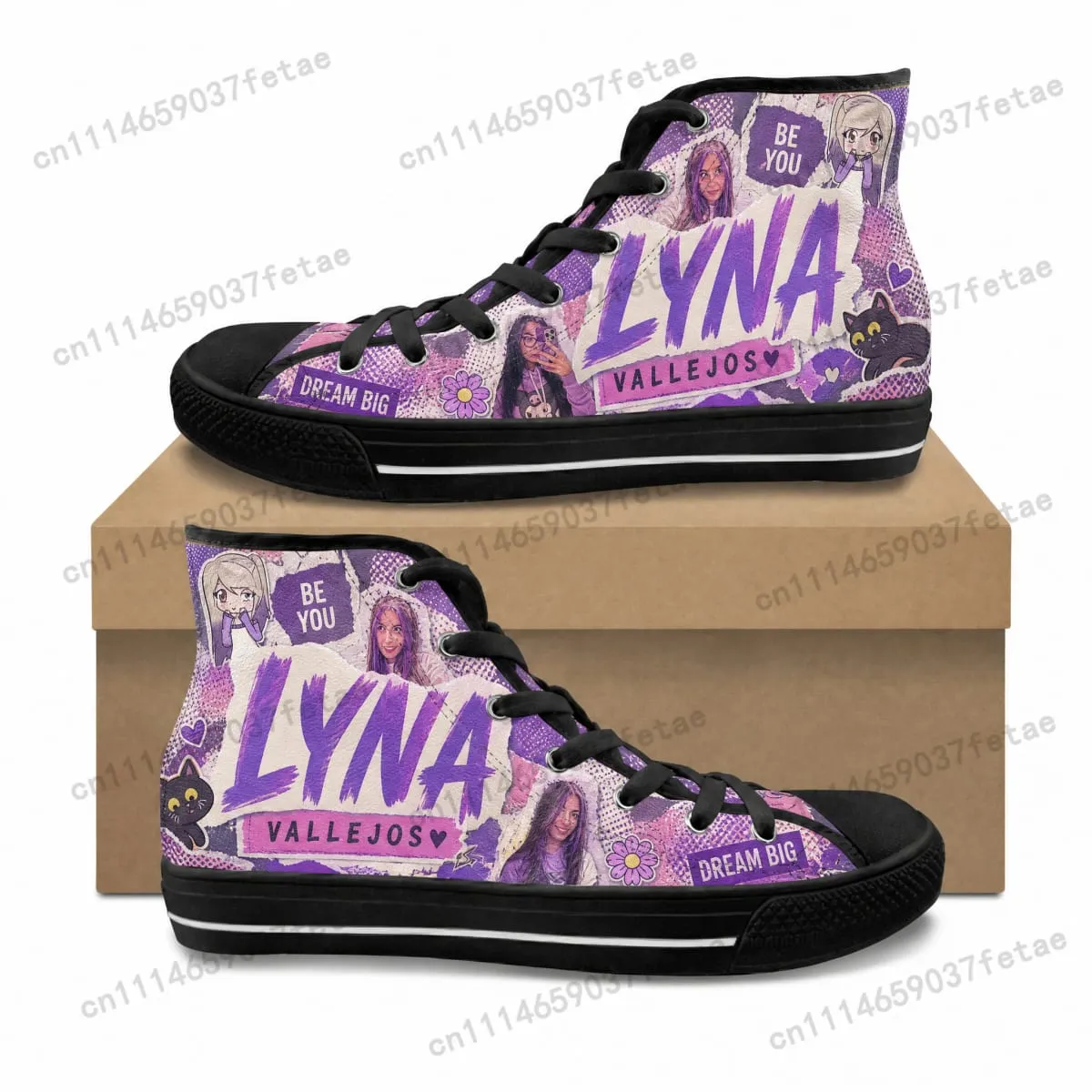 Lyna Vallejos High Top High Quality Sneakers Teenager Canvas Sneaker Mens Womens Ghana Hiking Casual Custom Shoes — image 2