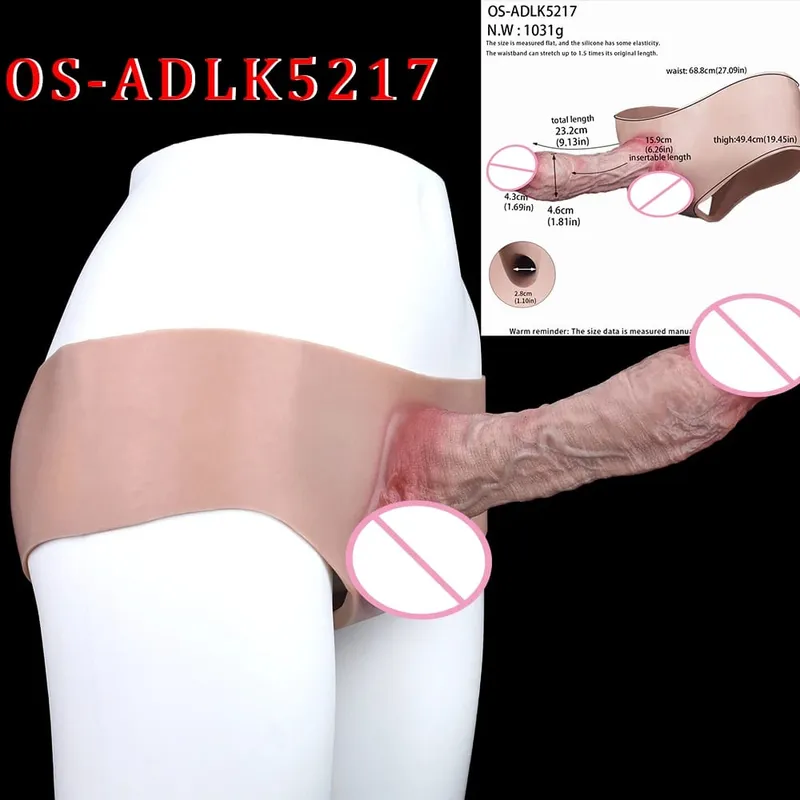 High Waist Realistic Penis Sleeve насадка на член Strap On Hollow Dildo Panties Silicone Dick Extender Sex Toy For Men