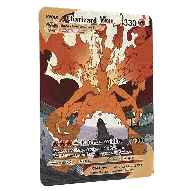 بطاقة البوكيمون Vmax حروف بوكيمون معدنية بيكاتشو Gx Mewtwo Charizard Vstar ألعاب أنيمي ألعاب حديد ذهبي أوراق اللعب هدايا للأطفال — image 2