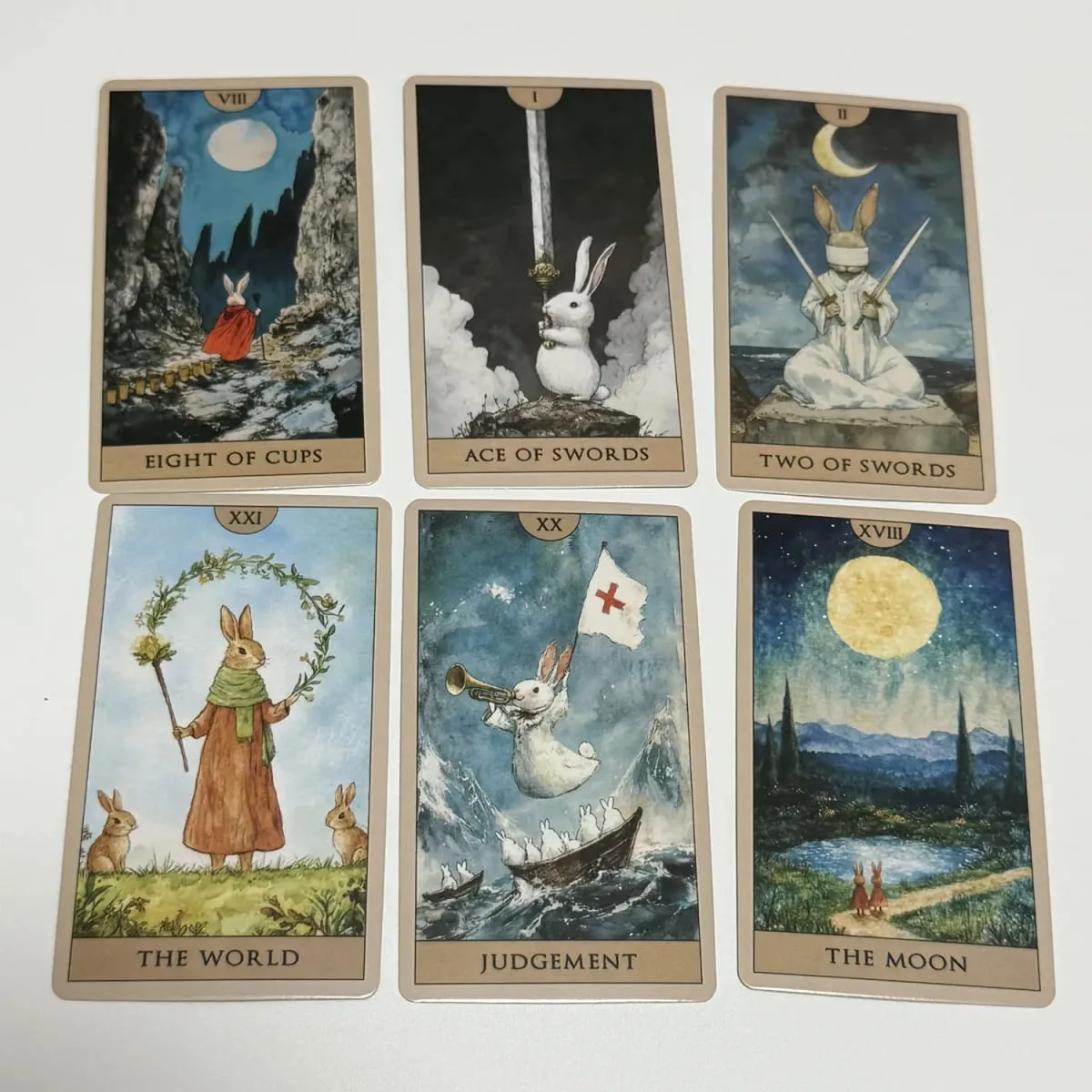 Jeu de Tarot lapin, 78 pièces, jeux de société, cartes aquarelle anglaises, cartes de Divination mignonnes — image 3
