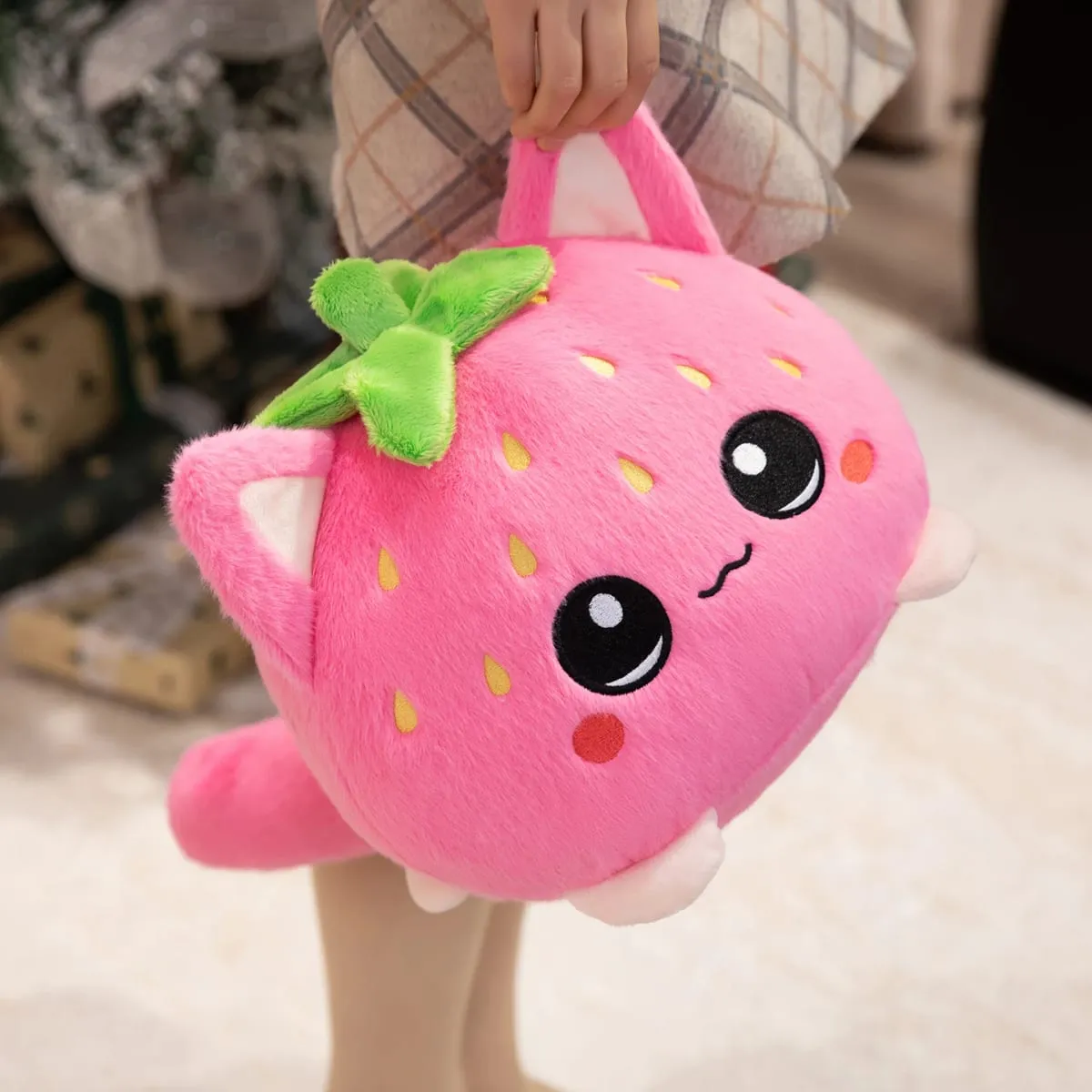 Oreiller en peluche doux chat fraise, amoureux des chats, décoration de maison mignonne et amusante, enfants, amis, employés de bureau, cadeaux d'anniversaire — image 6