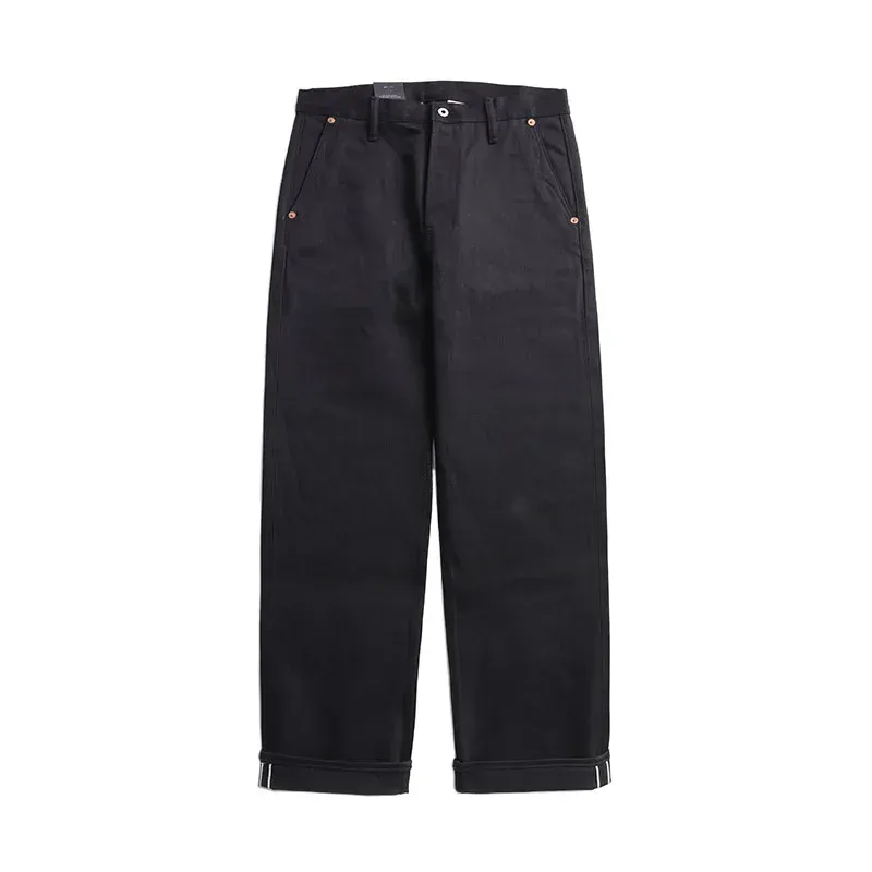 Seluar Jeans Lelaki Merah Tornado Hitam Santai Fit 14.5oz Seluar Denim Selvedge Pegawai — image 5
