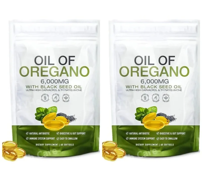 Oreganoolie 6000mg sorte frøolie softgels understøtter dagligt immunforsvar Fordøjelsesbalance Urteformel Ikke GMO 60 Antal — image 9