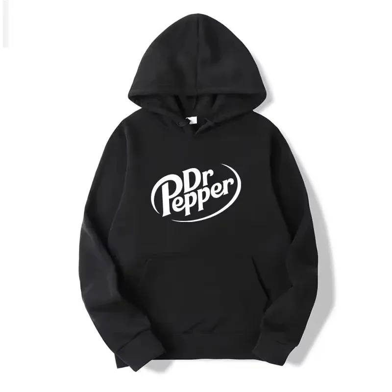 Autumn Warm Dr Pepper Letter Printed Hoodies Street Men Fashion Fleece Sweatshirts Casual Unisex Pullover Tops Fashion Tre — image 1