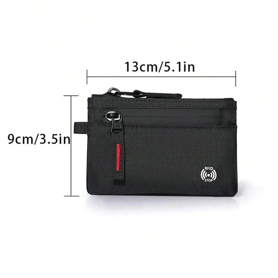 Luxury Rfid Credit Card Holder Anti Theft Slim Key Card Case with Carabiner Nylon Coin Purse Male Purse — image 6