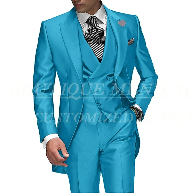 2026 Best Selling Peak Lapel Single Breasted Men Wedding Suits Purple Groom Tuxedo For Men Prom Suits Groomsman Jacket+Pant+Vest — image 2