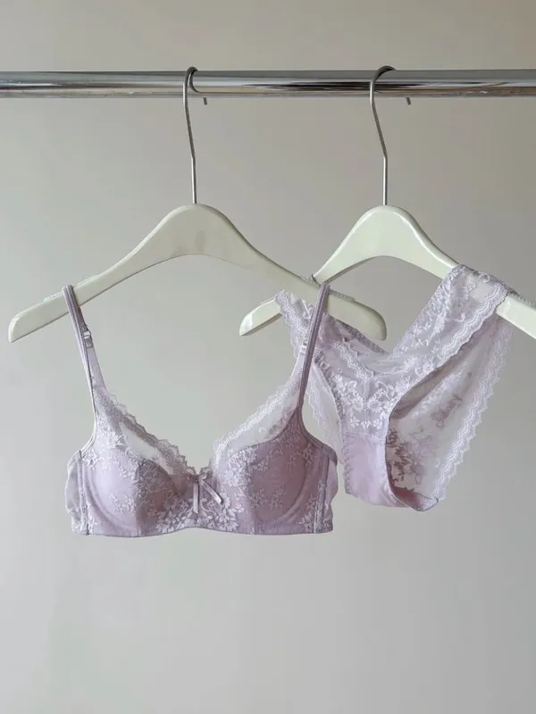 French Style Lace Underwire Bra | Half Cup Push Up Bra Large Bust Summer Lightweight Slimming Anti Sag Lingerie Set BANERDANNI — image 11
