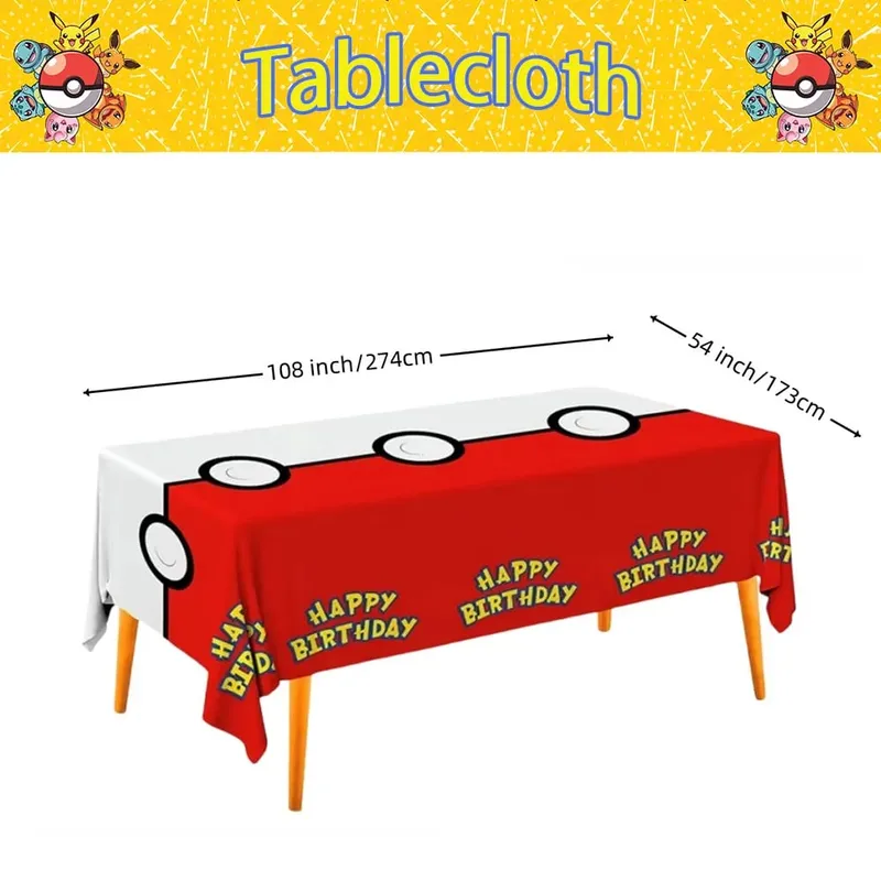 Nappe Pokemon jetable, décoration d'anniversaire, couverture de table Pikachu, cadeaux d'anniversaire pour enfants, fournitures de réception-cadeau pour bébé, 1/10 pièces