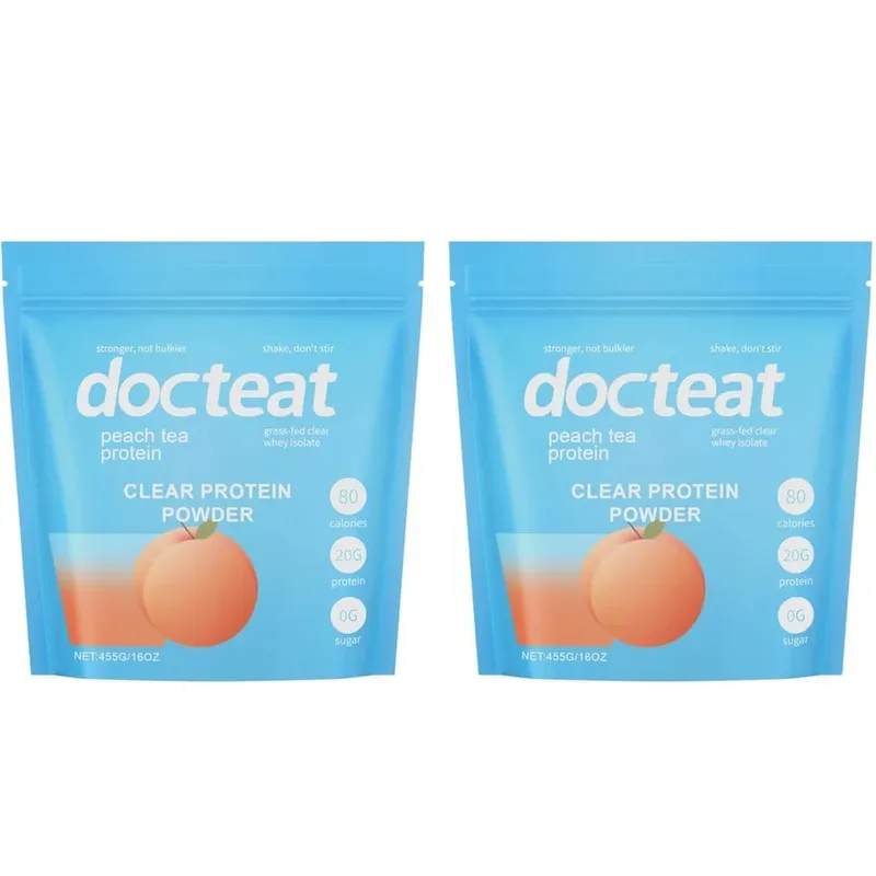 Docteat Peach Tea Clear Protein Powder 455g Whey Isolate & Stevia 20g Protein Low Fat 0g Sugar Fitness Workout Recovery Support — image 8