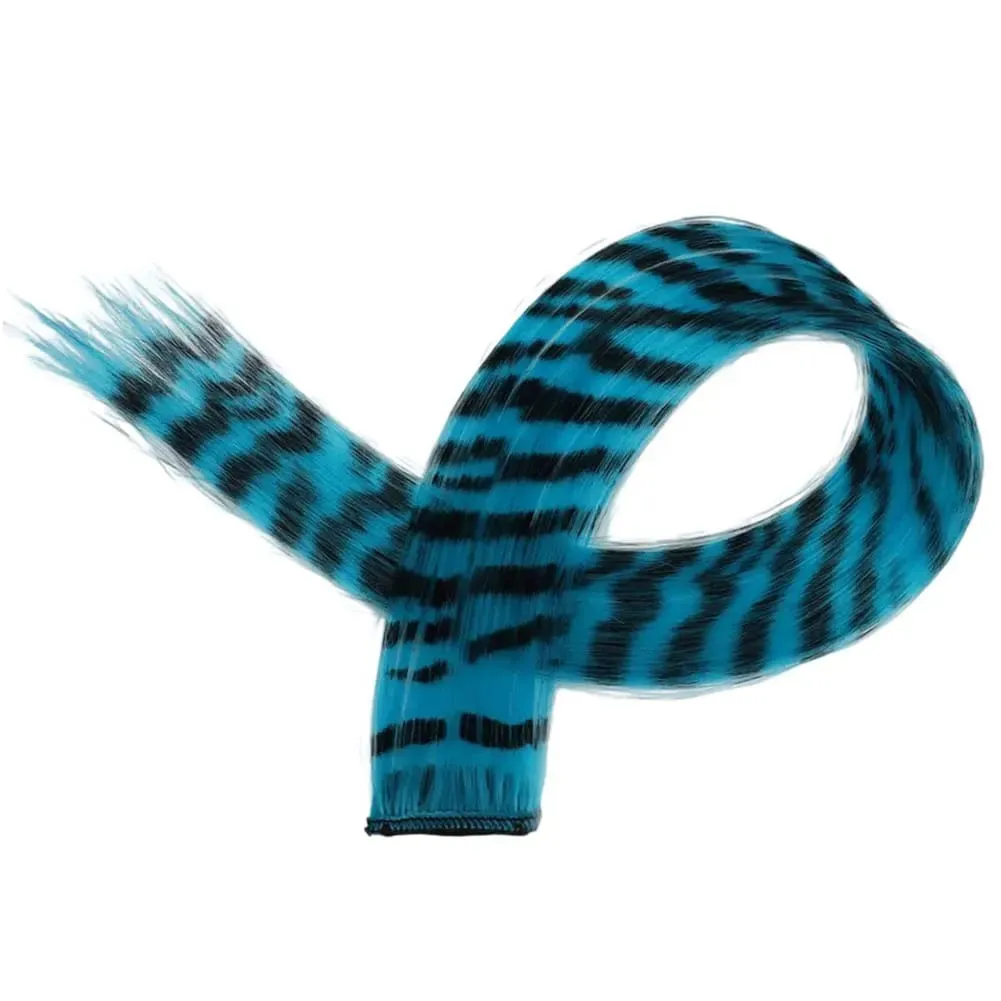 Synthetic Hair Extension18" Long Straight Women High Temperature Clip in Hair Extension Hairpiece Feather Wig Blue Rose Colorful — image 12