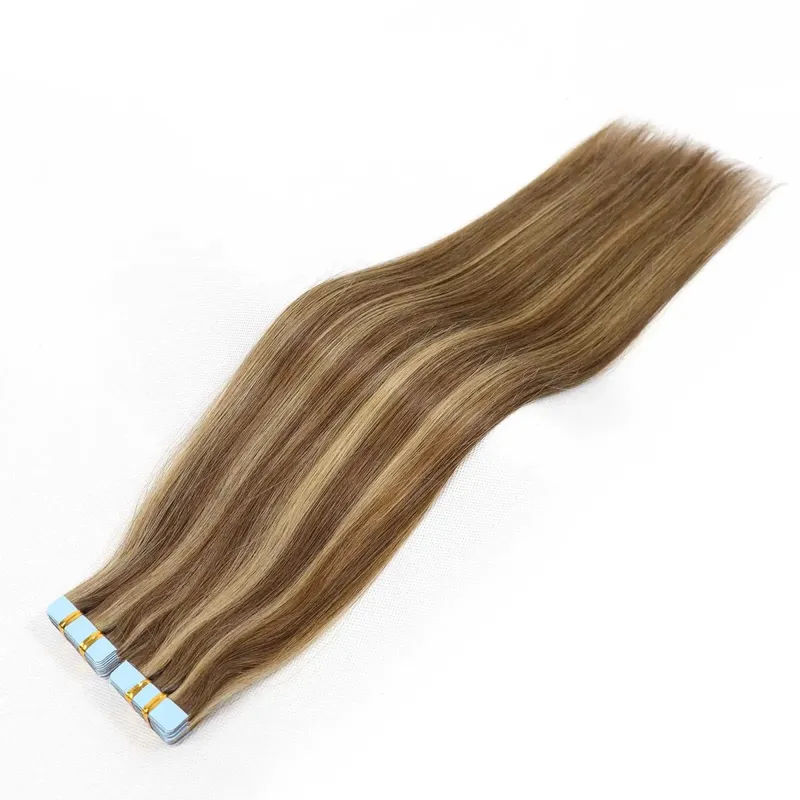 Honey Blonde Highlight Tape In Human Hair Extensions For Women Double Drawn Invisible Silky Straight Balayage Hair 20pcs/Pack — image 12