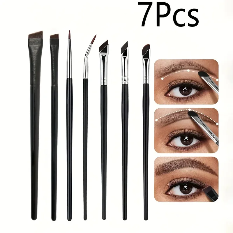 7pcs Precision Eye Makeup Brush Set Eye Makeup Brush Blade Eyeshadow Eyeliner Brush Slanted Eyebrow Makeup Brush