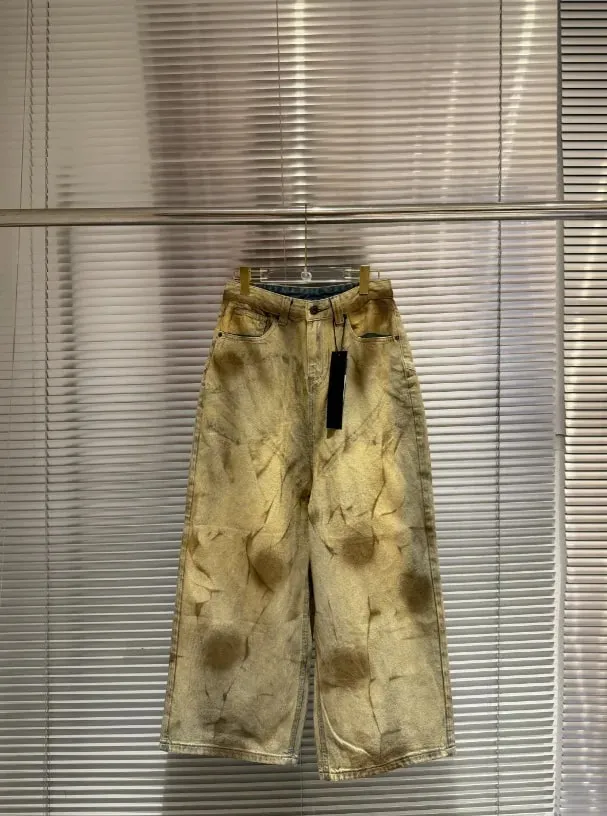 Latui Atelier High-Quality ROSE Stained and Weathered Embroidered Denim Pants with Flared Leg Design jeans — image 8