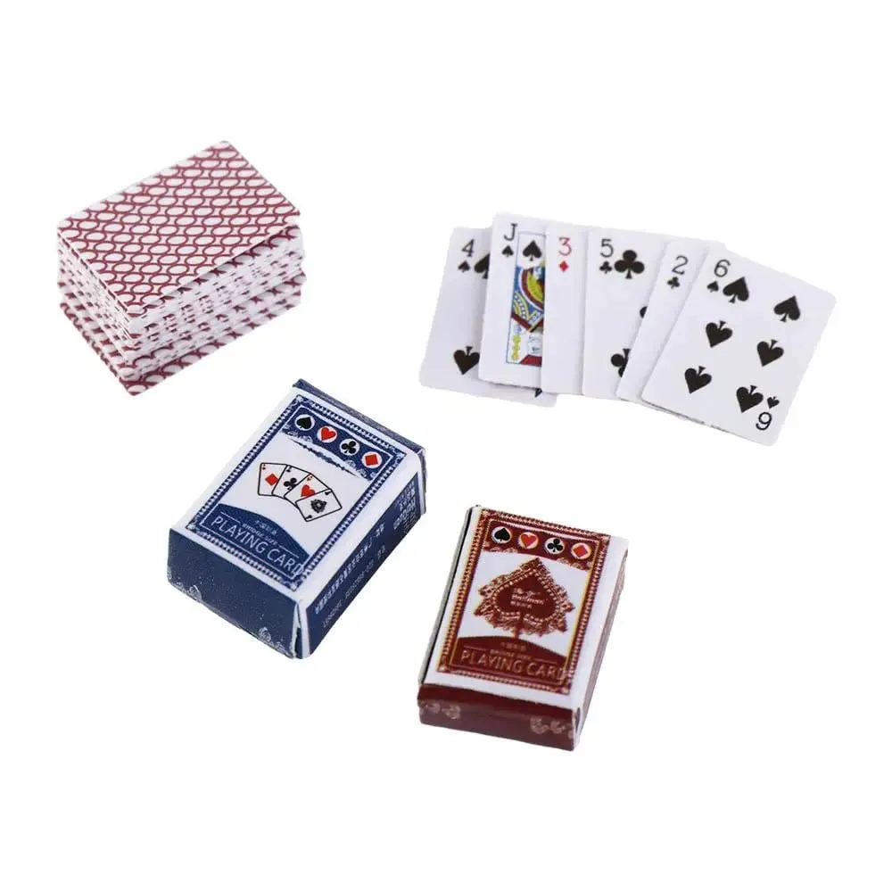 1:12 Dollhouse Accessories Mini Poker Cards Miniature Dollhouse Miniature Games Poker Mini Playing Cards Playing Poker Cards — image 2
