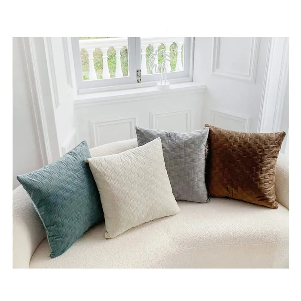 Mall Nordic Punching Process Checkered Velvet Cushion Cover 45x45cm Solid Color Decorative Throw Pillow Case for Sofa — image 7