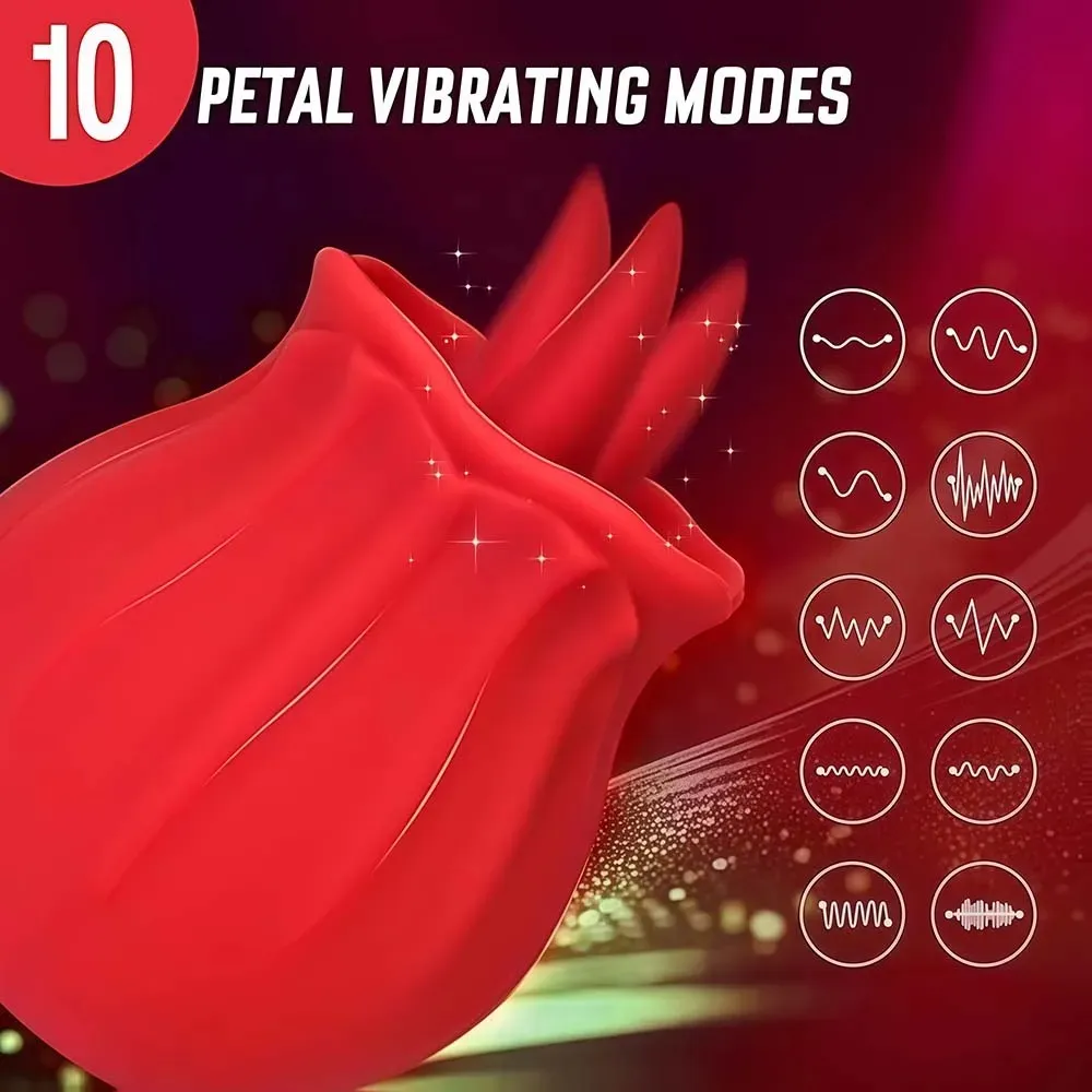Rose Shaped Vibrator Body-Safe Silicone Sex Toy for Women Waterproof Rechargeable Multi-Speed Vibrations Discreet Adult Gift
