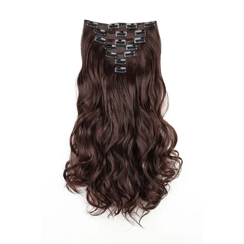 Long Straight Hairstyle 16 Clips 7 Pcs/Set Hair Extensions Natural Synthetic Blonde Black Hairpieces Heat Resistant For Women Kp — image 11