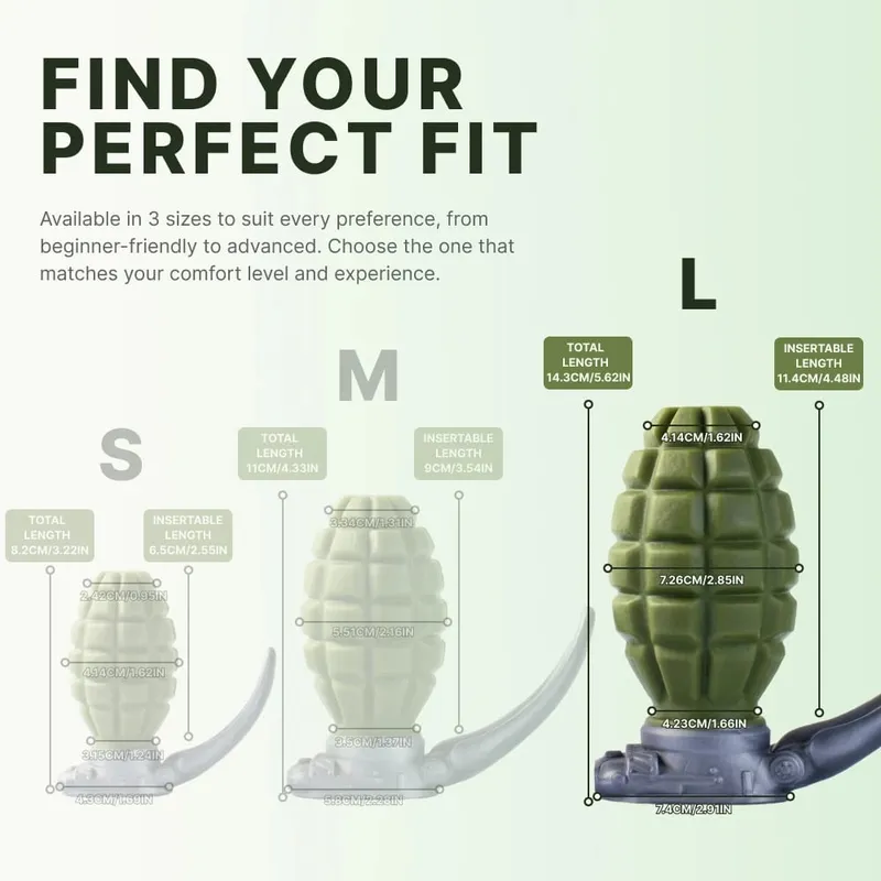 Hand Grenade-style Anal Plug Sex Adult Toys for Men and Women Pure Silicone Anal Expansion Toys Butt Plug with Protrusions — image 9