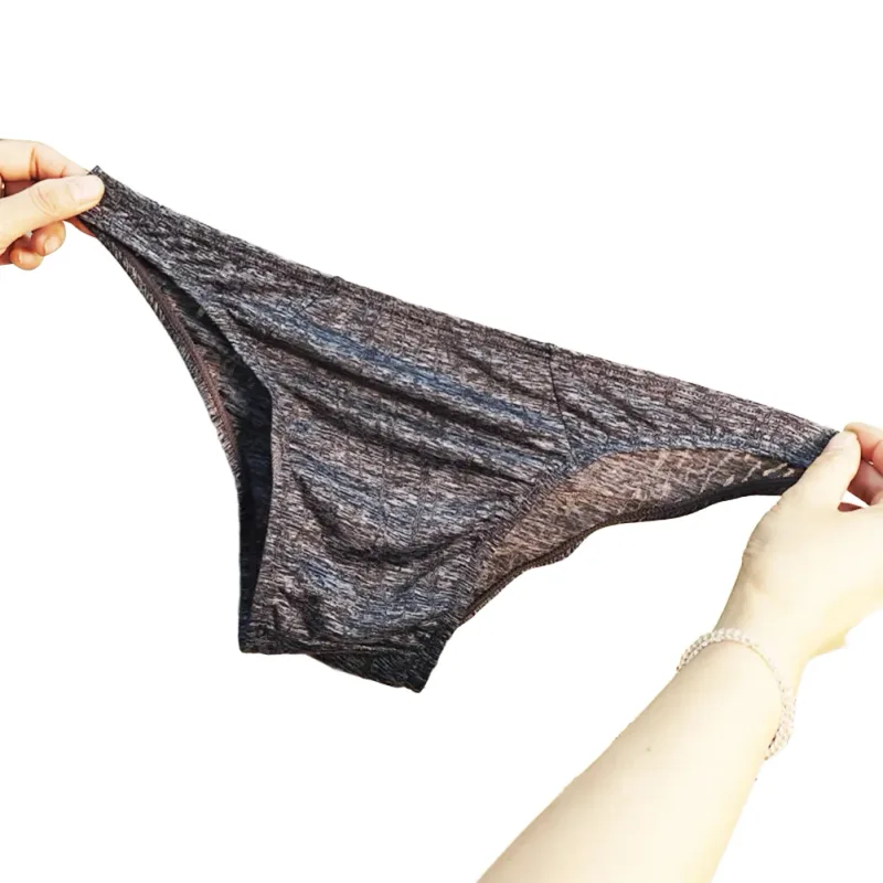 Breathable Briefs Ice Silk Underwear Casual Wear Black Jacquard Design For Daily Wear Breathable Jacquard Underwear For Men — image 3