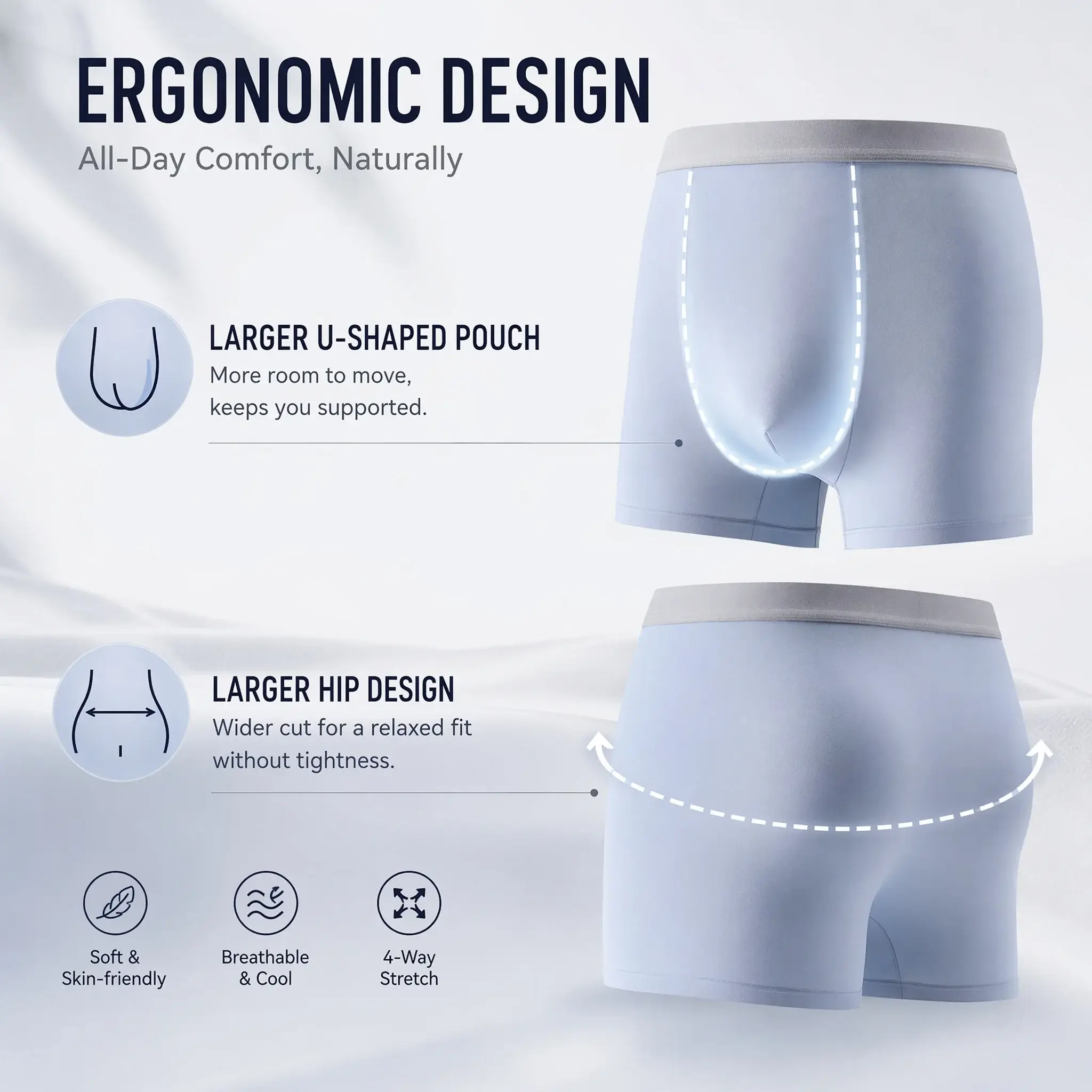 3pcs PLUS 6XL-8XL Oversize Mens Modal Seamless Antibacterial Breathable Underwear Boxer Trunks Plus Size Underwear Male — image 5
