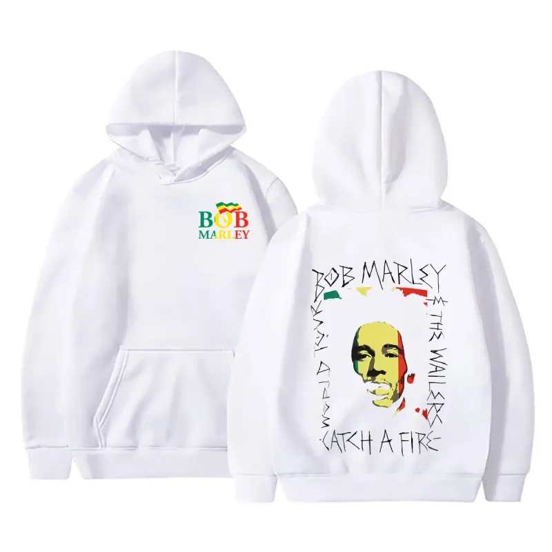 Reggae Bob Marley Face Graphic Hoodie Catch A Fire Album Merch Pullover Hoodies Men Women Casual Vintage Oversized Sweatshirt — image 5