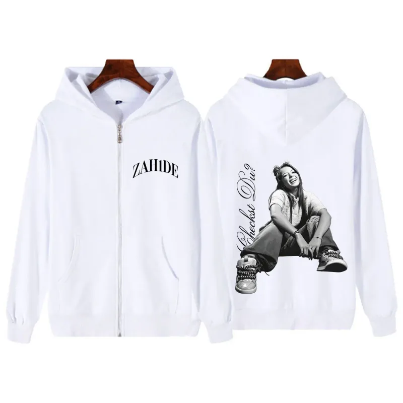 Singer Zahide Tour 2026 Merch Graphic Zipper Hoodies Men Women Fashion Winter Hip-hop Loose Casual Vintage Zip Up Sweatshirts — image 3