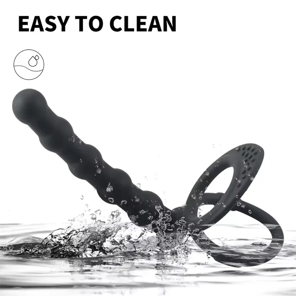 Silicone Double Cock Ring Anal Beads Butt Plug Dildo Clitoris Vagina Prostate Massager Sex Toys For Adult Women Couples Sex Shop — image 5