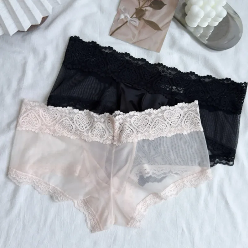 Men Ice Silk Lace Trim Thin Seamless Briefs Glossy 3D Pouch Lightweight Underwear Panties Comfortable Daily Lingerie — image 5