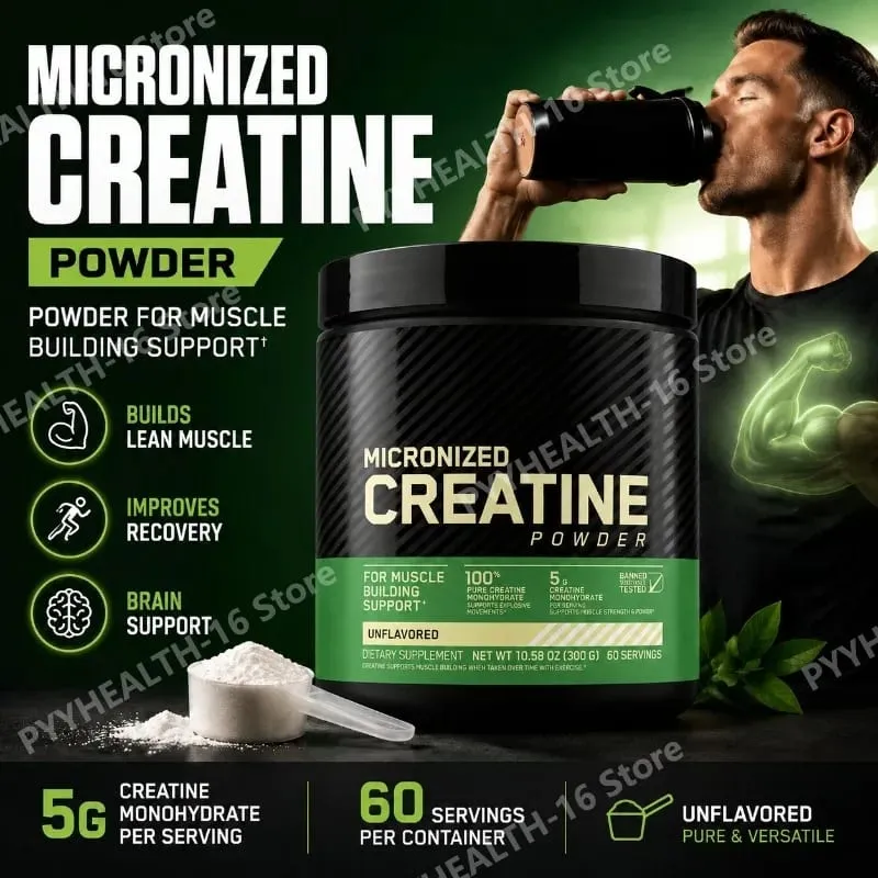 Micronized Creatine Monohydrate Powder Pure Unflavored Muscle Strength & Lean Muscle Support 5g Per Serving 300g 60 Servings — image 1