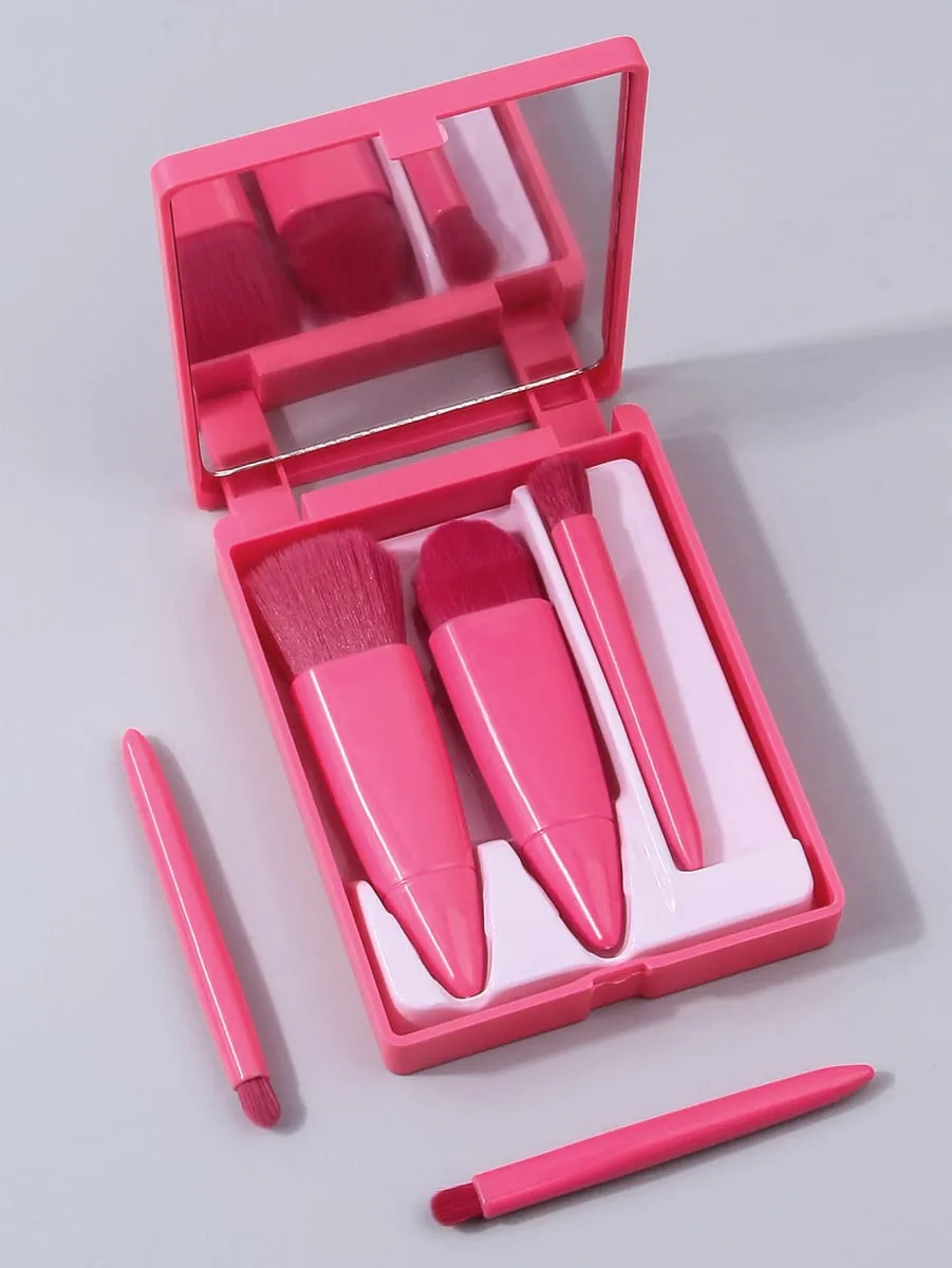 5pcs Travel Size Makeup Brushes Set Mini Makeup Brushes Small Complete Function Cosmetic Brushes Kit With Case And Mirror — image 2
