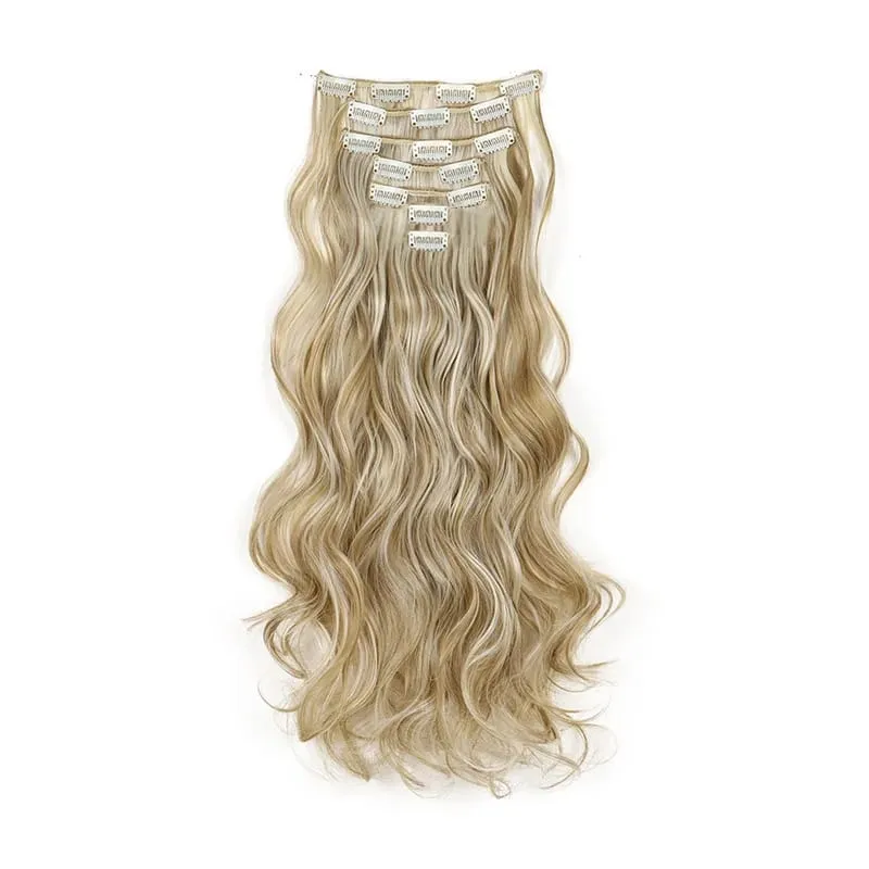 Clip In Hair Extensions 7 PCS Full Head 18Inch Long Curly Wavy Synthetic Hair Pieces Natural Wavy For Women GirlsHair cosplaywig — image 14