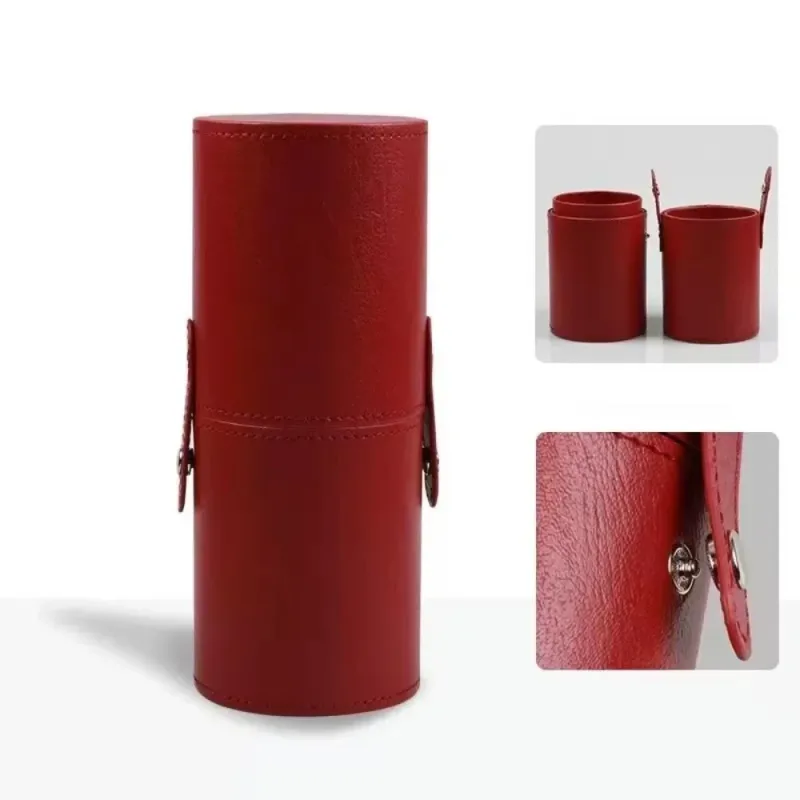 PU Leather Makeup Brush Bucket Dust-Proof Waterproof Empty Cosmetic Brushes Pen Holder Portable Makeup Brush Organizer — image 12