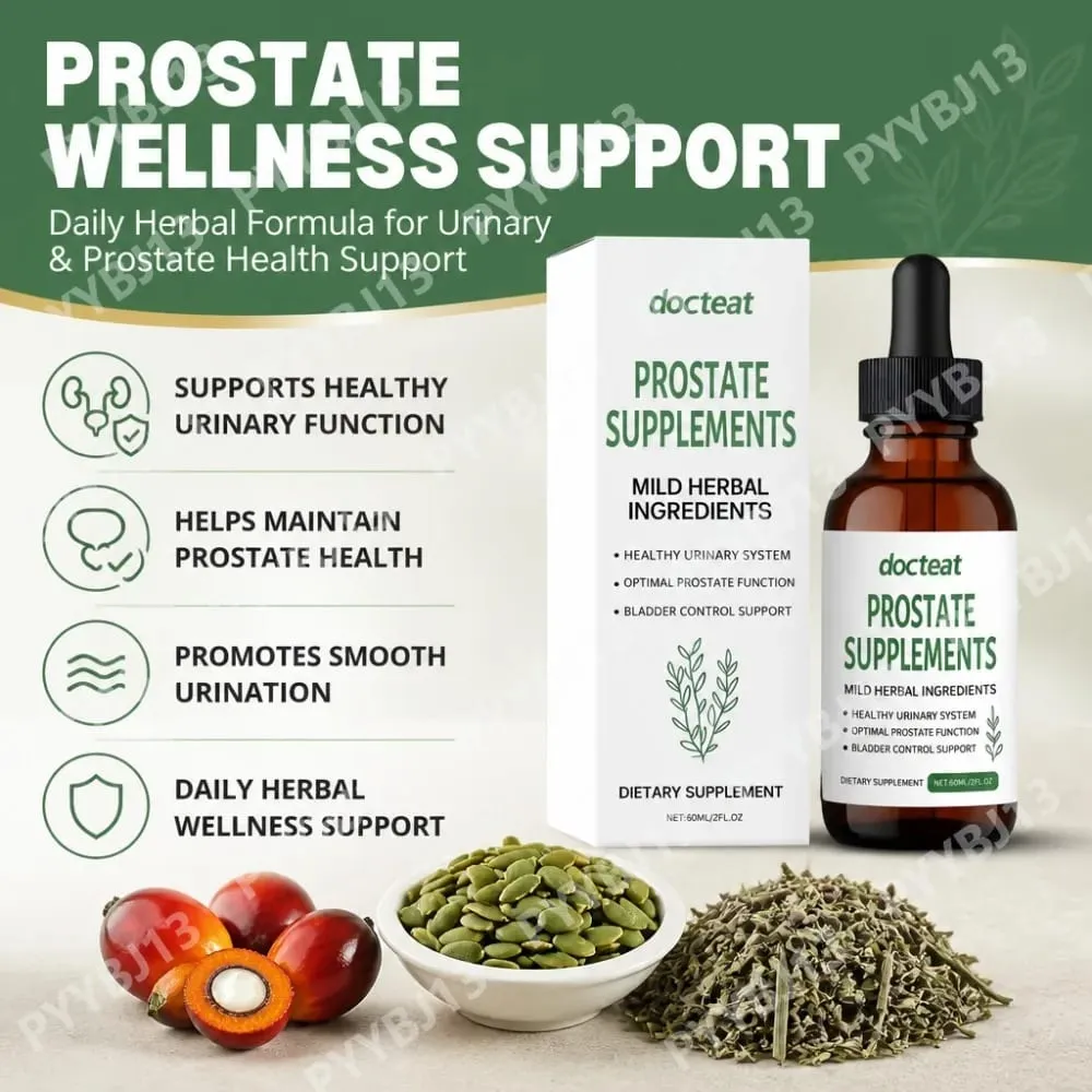 Docteat Prostate Support Liquid Drops Saw Palmetto Nettle Root Pumpkin Seed Extract Men's Daily Wellness 60ml 2 fl oz 30 Days — image 2