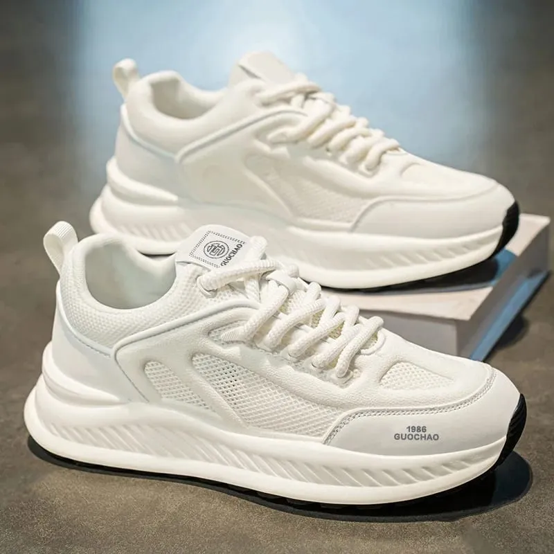 Spring Summer Men Sneakers Breathable Mesh Casual Shoes Platform Chunky Dad Footwear Lace Up Male Walking Running Shoes — image 3
