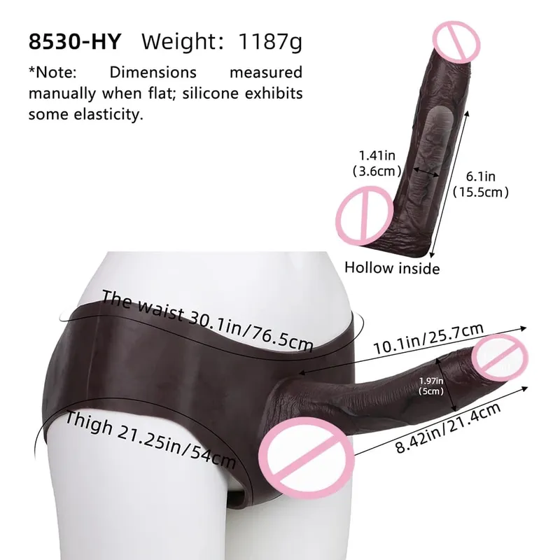Mutandine con dildo cavo ultra realistico Slip in silicone Strapon Pene Estendi pantaloni a maniche Giocattoli sessuali per uomini Ingrandimento del cazzo