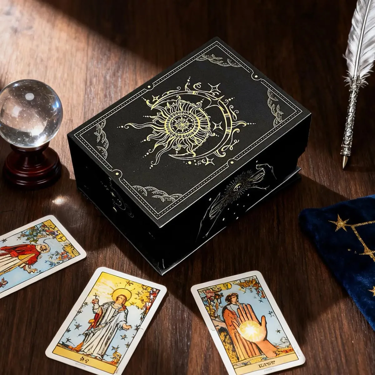 Magnetic Lid Tarot Card Box Portable Lightweight Storage Organizer for Oracle/Playing Cards Jewelry Keepsakes Home Display — image 4