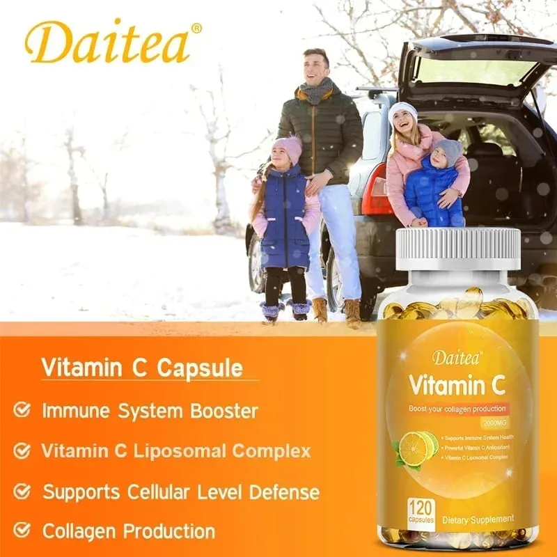 Vitamin C 2000 mg fördert die Kollagenproduktion. Liposomales Vitamin C-Nahrungsergänzungsmittel, gentechnikfrei und glutenfrei, vegetarisch — image 2