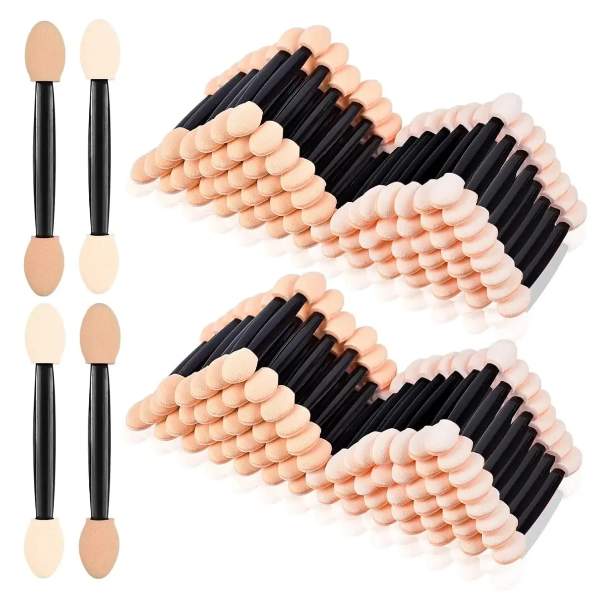 50/100/200/300/500PCS Dual Sides Eye Shadow Sponge Applicators with Container Length Eyeshadow Brushes Makeup Applicator — image 1