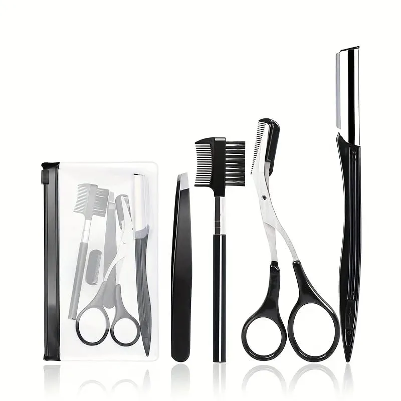 3/4/5/11/12pcs Eyebrow Trimmer Set Scissors Tweezers Eyebrow Razor Scraping Eyebrow Comb Razor Eyebrow Clip Makeup Tools — image 10