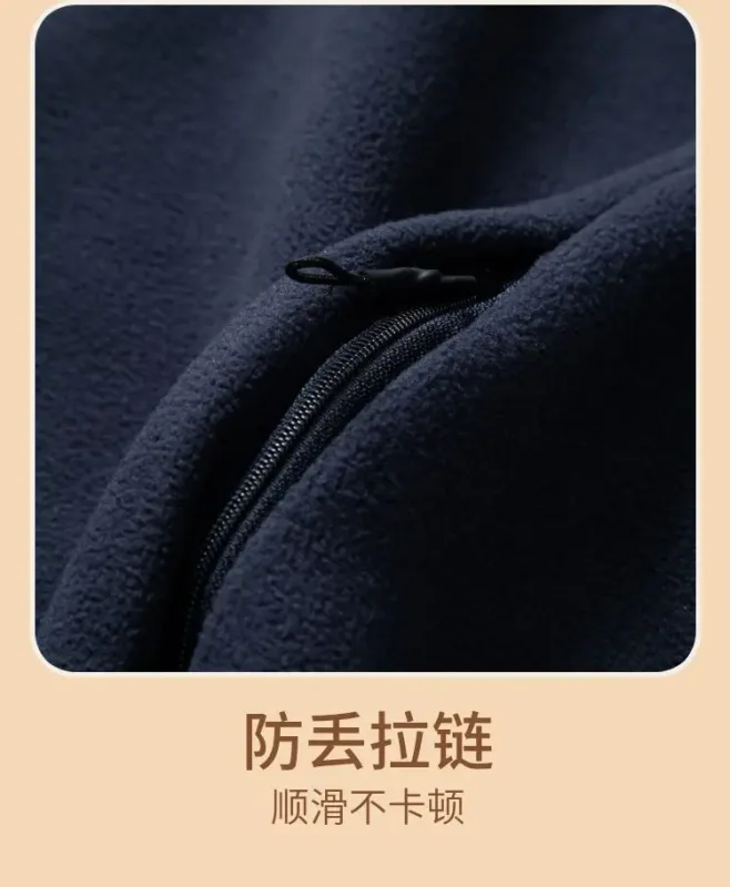 Men Double-sided Polar Fleece Hoodie Cardigan Solid Full Zip Warm Letter Print Casual Coats Thicken Sport Classic Sweatshirts