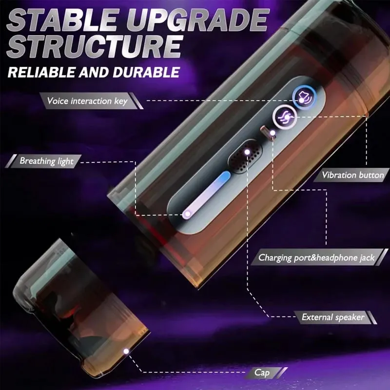 New Automatic Male Realistic Double Penetration Channel Vibration Deep Throat Vagina Heating Voice Pocket Cat Adult Sex Toy