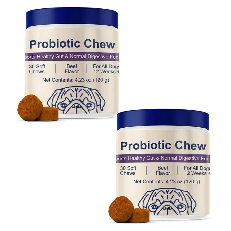 Probiotics Chew for Dogs 12 Weeks+ Support Gut Health Occasional Diarrhea Digestive Health & Seasonal Allergies - Beef Flavor — image 7