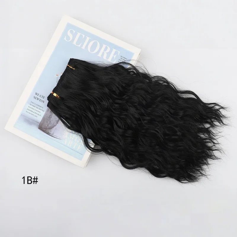 Clip in Hair Extensions 4PCS 14inch Short Curly Wavy Hair Extensions Invisible Lace Weft Soft Synthetic Hairpieces for Women