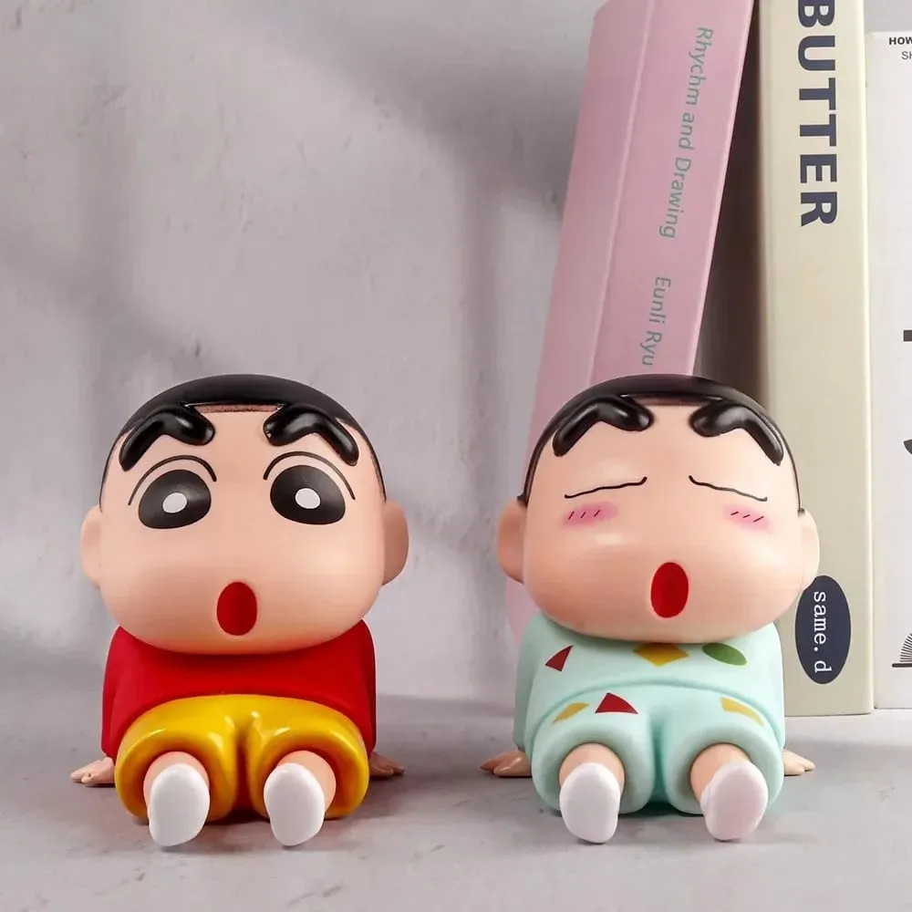 Crayon Shin-Chan Figures Phone Holder Kawaii Anime Desktop Ornaments Cartoon Watching TV Phone Support Cute Doll Decorations — image 4