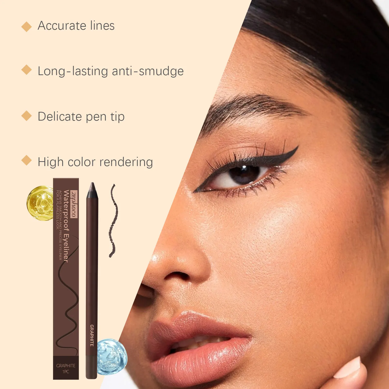 Zephoco Gel Eyeliner Pen Waterproof Smooth Eye Makeup Long Lasting Sweat Proof Oil Proof Smudge Proof Eye Liner Pencil Makeup — image 6