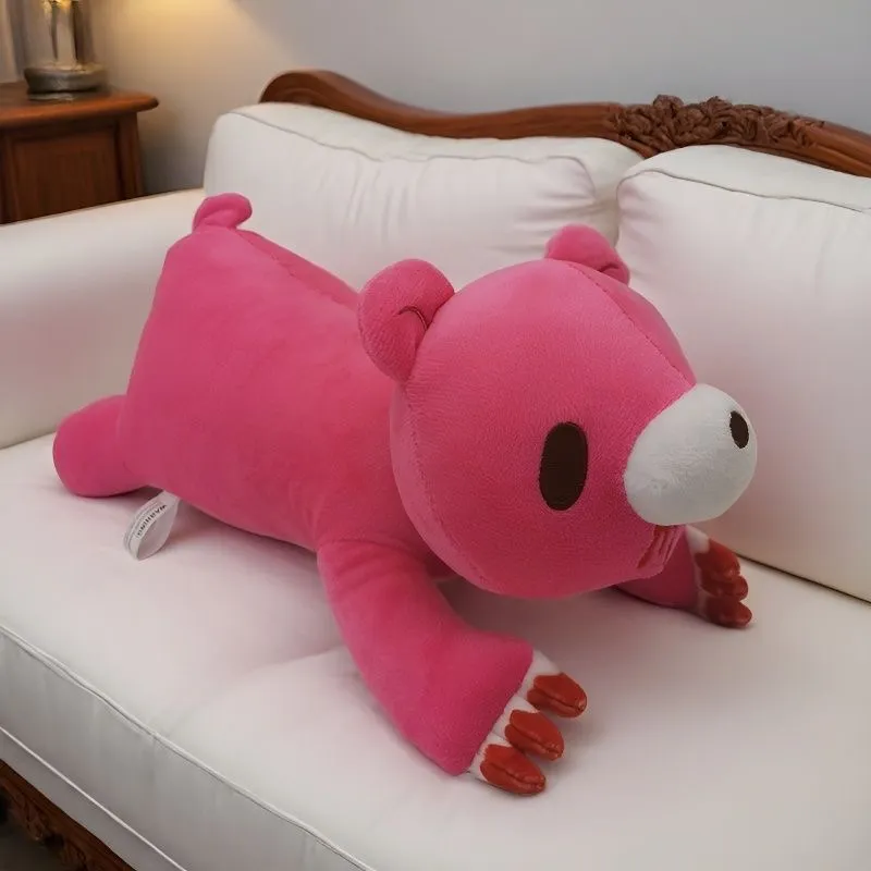Pink Lying Bear Plush Pillow Cute Long Body Stuffed Doll Soft Fluffy Decorative Sleeping Cushion Gift — image 1