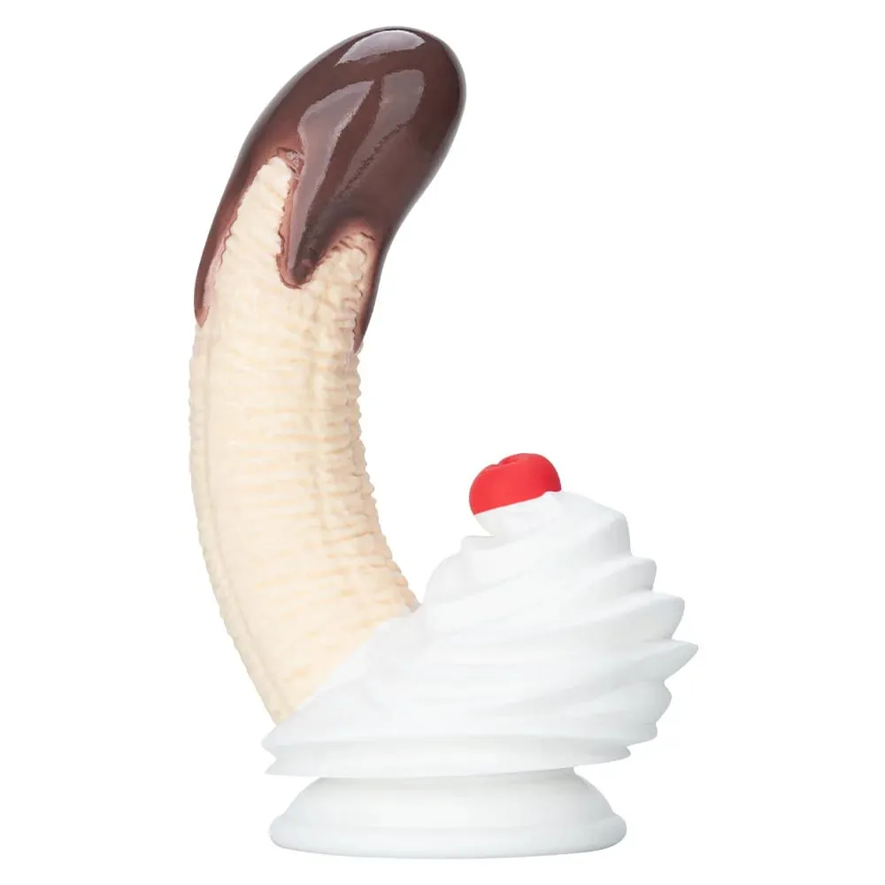 Banana Sundae Silicone Dildo with Strong Suction Cup Cream and Cherry Design Three Sizes Food Grade Silicone Sex Toy for Unisex — image 2