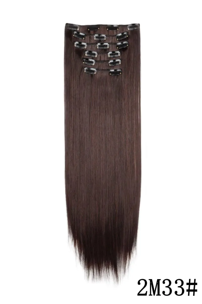 24Inch 16 Clips in Hair Extensions Long Straight Hairstyle Blonde Black Hairpieces Heat Resistant False Hair Daily Use Cosplay — image 12