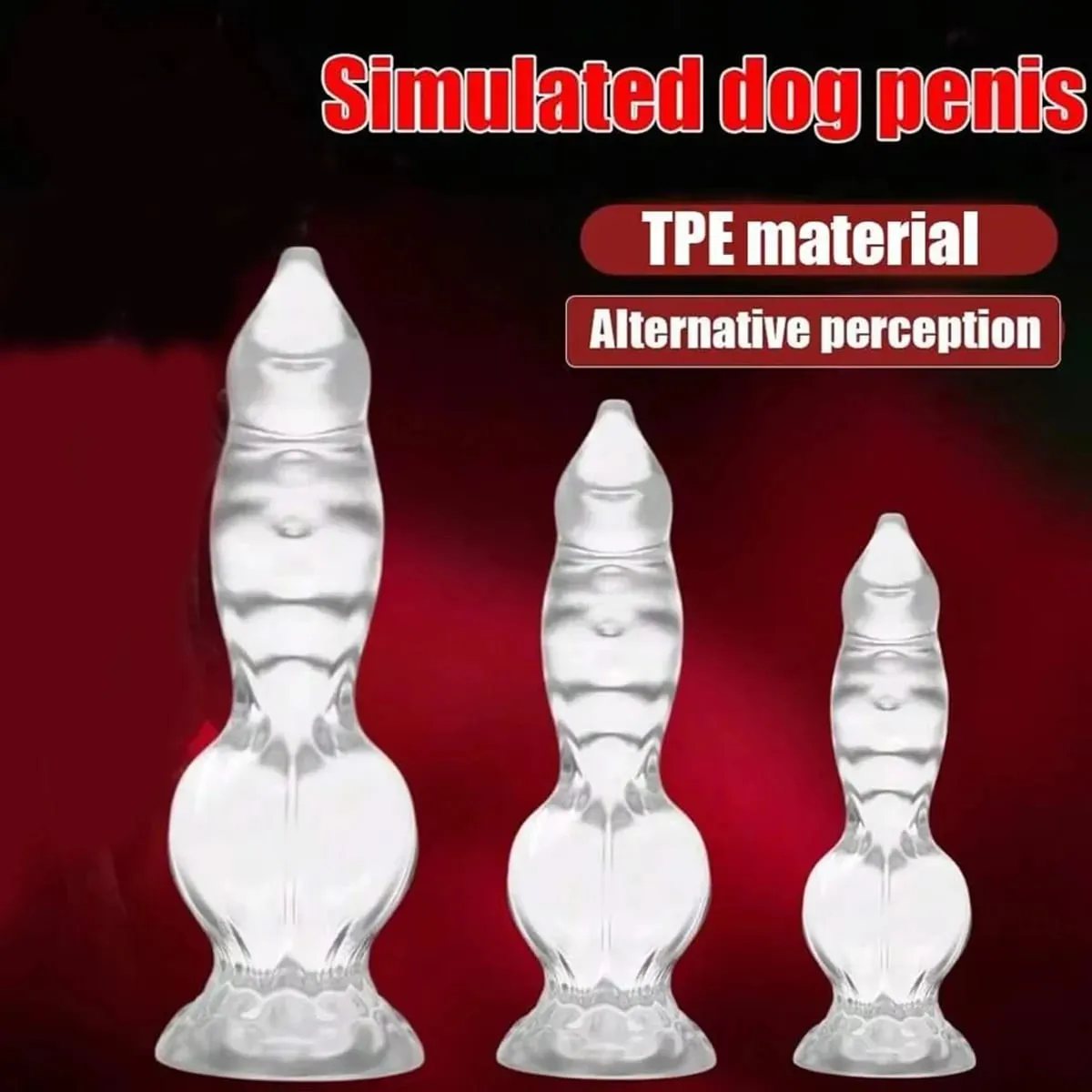 Clear Knotted Dog Dildo Realistic Canine Knot Fantasy Soft Flexible Suction Cup Sex Toy for Women & Men — image 2