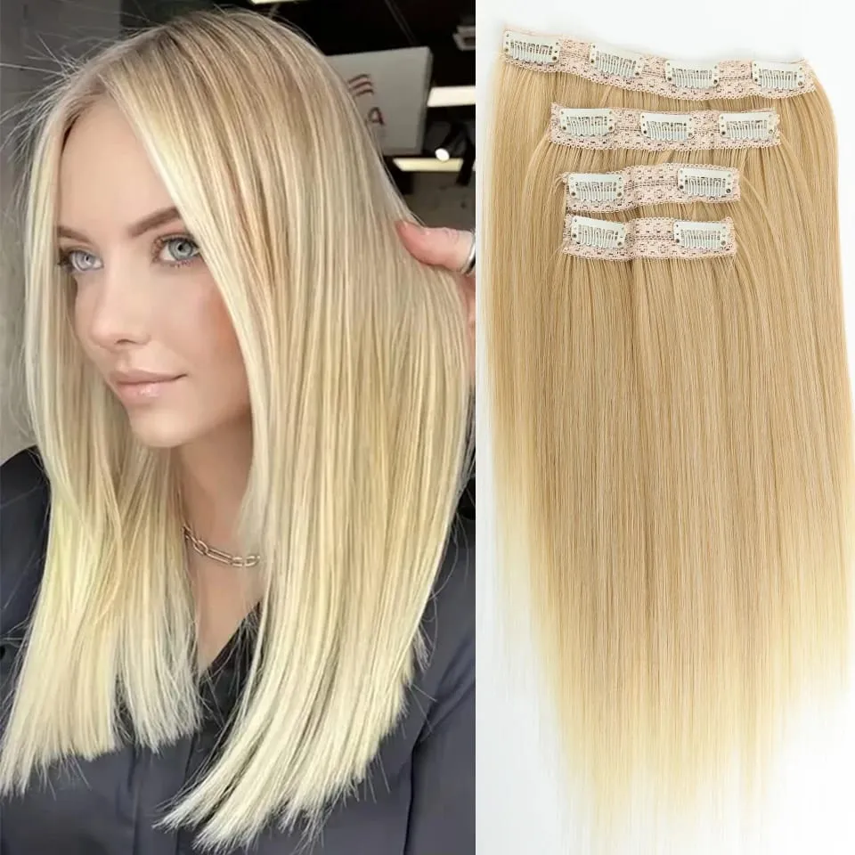 14inch Synthetic Wig Four-Piece Straight Hair Extension Wig BB Clip Style Suitable For Women Christmas New Year Carnival Music — image 12